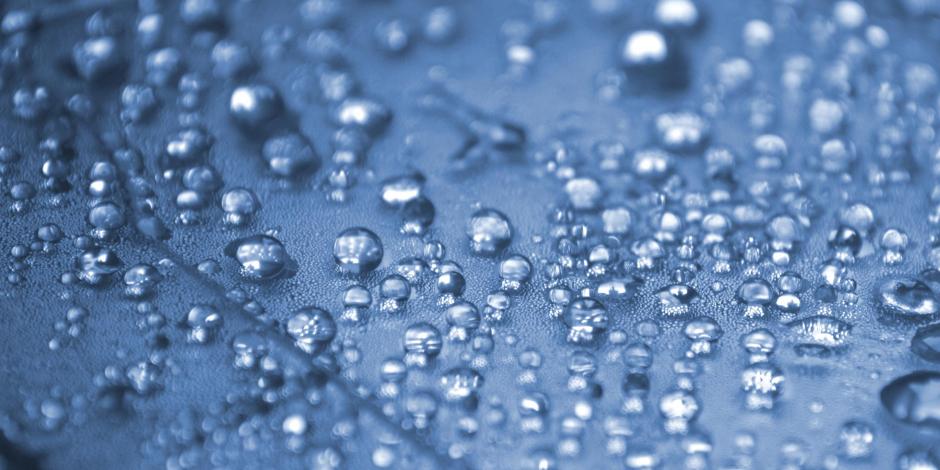 Water drops dew moisture blue background.